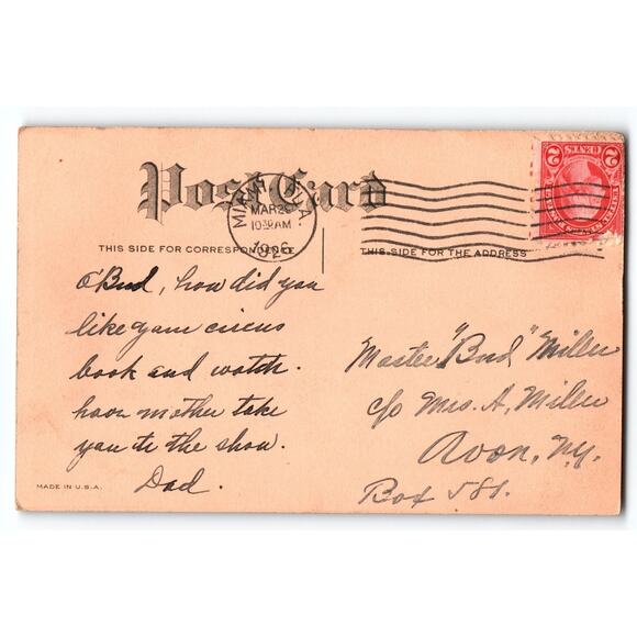 Vintage Easter Postcard with Children, Bunny Rabbit & Tulip Illustration 1926 - Picture 2 of 2